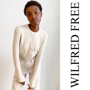 Aritzia Wilfred Free Shrunken Long Sleeve Cardigan in birch size L